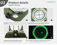 Boussole imperméable multifonctionnelle légère pour activités de plein air, aventure, chasse, camping, topographie, escalade