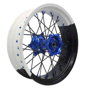 Juego de ruedas <span class=keywords><strong>Super</strong></span> <span class=keywords><strong>Motard</strong></span> de aleación de aluminio para motocicleta Bicolor de 17 pulgadas para YAMAHA WR 250F 450F YZ 250 YZF450 - Product Image 6