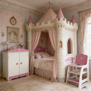 Toptan İki Kapılı Oyuncak Bebek Dolabı Prenses Sandalyesi Mobilya Rol Yapma Oyunları 4 Askılı Çocuk Ahşap Oyuncakları - Product Image 5