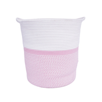 Panier de rangement tressé en coton bicolore grande capacité avec poignée, couleur personnalisable