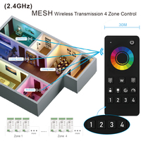 C100Z 4 Zone MESH Remote GroupSync Smart Zigbee Controller App Voice DC12/24V Inalámbrico Cambio de color Controlador de tira de luz LED