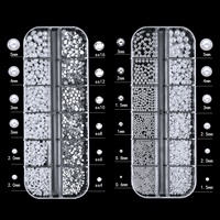 Perles de gelée 3D demi-rondes brillantes de tailles variées en boîte, 6 ou 12 compartiments, pour décoration de manucure et strass pour nail art