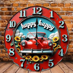 <b>Round</b> Wooden Wall Clock 25Cm Vintage Quiet Quartz Living Room Decor - Product Image 5