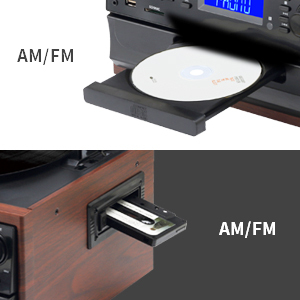 Giradischi Retrò con USB, SD, <span class=keywords><strong>Radio</strong></span> AM/FM, Lettore CD e Altoparlanti - Prezzo di Fabbrica - Product Image 3