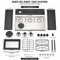 Cuisinière autonome D CKD 60 cm, 3 brûleurs gaz, 1 plaque chauffante électrique, four 80 L, corps noir, panneau en acier inoxydable, GPL