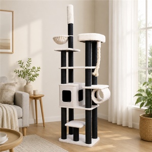 BSCI VerifiedPrivate Label White Label Black White Multi Platform Interactive <b>Tower</b> with Play Tunnel Multi <b>Cat</b> Area <b>Cat</b> Tree - Product Image 1