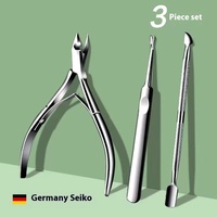 Ensemble d'outils de manucure en acier inoxydable Pinces à cuticules pour enlever les peaux mortes et les callosités Coupe-ongles Ensemble de poinçons et de limes à ongles en acier