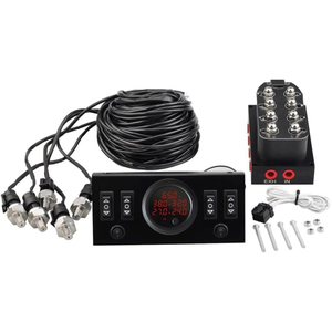 Solénoïde 12V pour suspension pneumatique 8 vannes avec panneau de commande et interrupteur de type bateau, équipé de cinq manomètres de pression d'air - Product Image 1