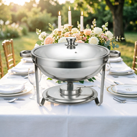 Ensemble de réchauds de buffet en acier inoxydable, design de luxe léger, pot de 4,5 L avec couvercle en verre, pour hôtel, restaurant, banquet, maintien au chaud universel