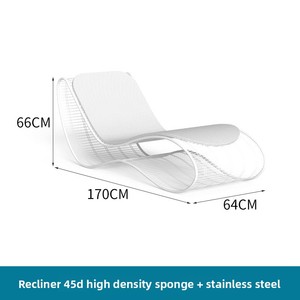 Chaise longue d'extérieur moderne et simple en acier inoxydable, non pliable, imperméable et résistante aux UV, pour hôtel, resort et piscine - Product Image 6