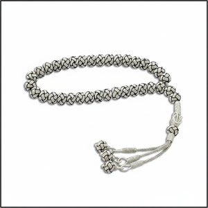 999,9 K sólido plata pura turco cuentas de oración islámica de musulmán blanco hecho a mano Rosario Artcraft - Product Image 2
