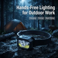 USB-Aufladbare LED-Stirnlampe mit Bewegungssensor 9 Beleuchtungsmodi Rotes Blaues Warnlicht für Outdoor Camping Angeln Notfälle