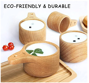 Lot de 4 tasses et cuillères en bois pour la pâtisserie, la cuisson et la mesure de la farine et du café – Vente en gros - Product Image 2