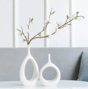 Vas Pot Bunga Ornamen Meja Rumah, Ornamen Keramik Nordic Sederhana