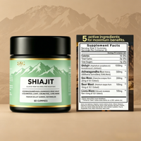 Gummies OEM d'extrait de Shilajit et d'Ashwagandha 30:1 pour adultes – Soutien immunitaire, mémoire et concentration – Équivalent 1500mg – Complément alimentaire à base de plantes
