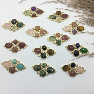 Kết Quả Trang Sức Thành Phần 18K Mạ Vàng Brass Gắn Kết Với Đá Tự Nhiên Và <span class=keywords><strong>Cz</strong></span> Kết Nối - Product Image 3