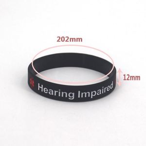 Pulsera de Silicona con Señal de Advertencia para Personas con Discapacidad Auditiva, Regalo de Promoción de Conciencia Médica, Pulsera de Goma Personalizable - Product Image 3