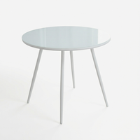 Mesa de Comedor Moderna para Exteriores con Cubierta de Vidrio Templado de 5 mm, Estructura de Acero con Recubrimiento en Polvo, Mesa de Bistro, Muebles Resistentes para Exteriores