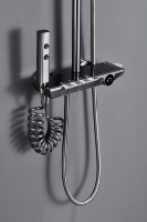 Meilleures ventes 2026 Ensemble de douche mural pour salle de bain en laiton et aluminium spatial avec étagère et pommeau de douche rond