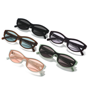 Retro Cat Eye Sunglasses Small Frame UV Protection <strong>Sun</strong> <strong>Glasses</strong> White Enhancing Fashionable Round <strong>Square</strong> <strong>Face</strong> Suitable - Product Image 2