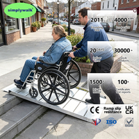 Rampe pliante antidérapante Simplywalk en aluminium 300 kg 152 cm pour handicapés, garage, atelier, escaliers résidentiels, testée antidérapante, directement du fabricant