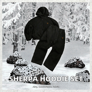 OEM Custom Embroidery Breathable Knitted 360g Winter Men's Sherpa Fleece <b>Zip</b>-Up Hoodie Sweatpants Streetwear Set - Product Image 2