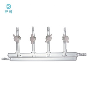 أدوات زجاجية مخبرية مخصصة من هوك، مشعب مزدوج مفرغ الهواء مع صنبور زجاجي - Product Image 2