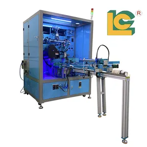 High Speed New Cylinder Cosmetic Plastic Bottles Cups Silk Automatic Silk Screen Printing Machine with LED UV dryer