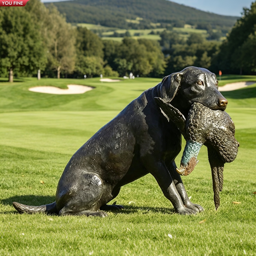 YOUFINE等身大ブロンズハンティングドッグ像、キジ狩り犬の彫刻、庭や