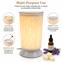 Lámpara de Aroma Moderna de Cerámica, Calentador de Cera LED, Quemador de Aceites Esenciales de Porcelana Blanca, Luz Nocturna Decorativa para Mesa, Decoración del Hogar