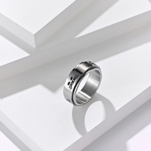 Anillo de Acero de Titanio con Diseño de Gato de Dibujos Animados, Color Plata y Oro Rosa, Unisex, Giratorio, para el Dedo Índice, Regalo de Joyería - Product Image 4