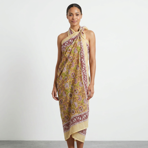 hand block printed cotton <b>sarong</b> beach wrap pareo swimsuit cover up lightweight boho scarf resort wear customFor Wholesalers - Product Image 1