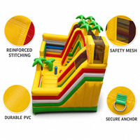 Grand château gonflable rond avec toboggan, structure de jeux gonflable commerciale pour enfants, pour parcs d'attractions et événements