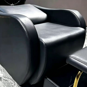 Sillón de Champú Moderno Negro K con Detalles en Cerámica, Altura Ajustable y Base de Acero Inoxidable para Salón de Belleza, Hospital - Product Image 3