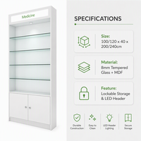 Vitrine de présentation haut de gamme pour le commerce de détail, armoire de présentation en verre, 4 étagères en verre, présentoir moderne pour magasin, article très demandé