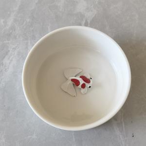 Bescera mangkuk hewan peliharaan berbentuk ikan mas, lucu manis putih mangkuk makan lambat Anti mencekik keramik mangkuk anjing pengumpan lambat - Product Image 6