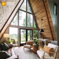 Maison préfabriquée triangulaire de luxe de 40 pieds, design moderne en acier, hôtel de glamping, villa modulaire certifiée CE