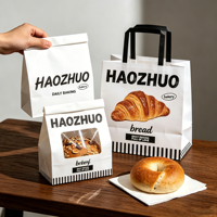 Ensemble d'emballages de boulangerie personnalisables et recyclables avec logo, sacs à pain à fenêtre en papier kraft écologique pour boulangerie, pain et desserts