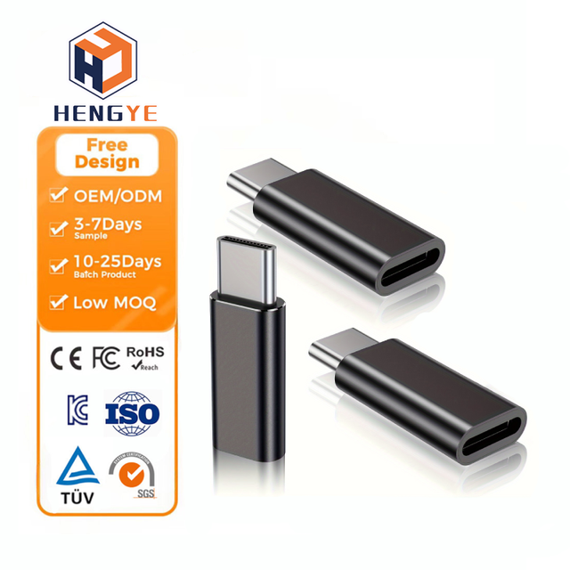 Support Charging Data Transfer Mini Size Aluminum Usb Adapter 8 Pin Female to Type C Male Usb Otg Adapter for Mobile Phones