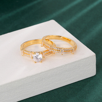 Bague en Zircon Plaqué Or 18K de Haute Qualité, Ensemble de Bijoux pour Femme, Bague de Mariage et de Fiançailles Dorée, Vente Chaude