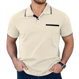 Polo à manches courtes pour homme, décontracté, en coton, avec poche - Product Image 1