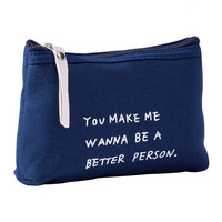 Vente en gros de mini sacs à cosmétiques personnalisés Pochette de maquillage en toile légère et portable imprimée par lettres à la mode avec fermeture à glissière