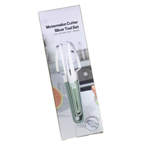 Coupe-pastèque manuel 3-en-1 en acier inoxydable de qualité alimentaire avec fourchette, facile à nettoyer