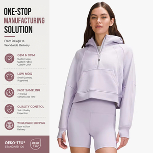 Felpe <span class=keywords><strong>con</strong></span> <span class=keywords><strong>cappuccio</strong></span> Crop Top <span class=keywords><strong>con</strong></span> Logo personalizzato abbigliamento donna felpe <span class=keywords><strong>con</strong></span> <span class=keywords><strong>cappuccio</strong></span> ritagliate Pullover oversize in pile di cotone 100% - Product Image 1