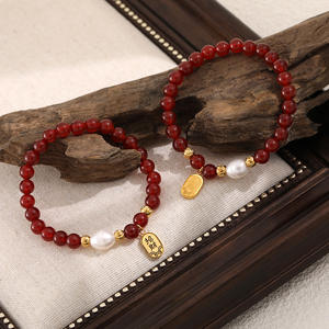 Bracelet <span class=keywords><strong>en</strong></span> Agate Rouge Porte-Bonheur avec Perle d'Eau Douce et Bille <span class=keywords><strong>en</strong></span> Acier, Bracelet <span class=keywords><strong>en</strong></span> Cinabre <span class=keywords><strong>pour</strong></span> Anniversaire <span class=keywords><strong>de</strong></span> Filles - <span class=keywords><strong>Vente</strong></span> <span class=keywords><strong>en</strong></span> <span class=keywords><strong>Gros</strong></span> - Product Image 4