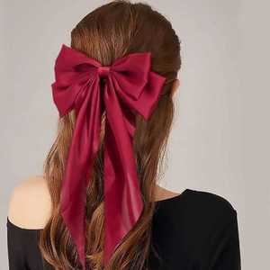 Women's <strong>Large</strong> Pink &amp; White Satin Hair <strong>Bows</strong> with Alligator Clips-Casual <strong>Gift</strong> - Product Image 2