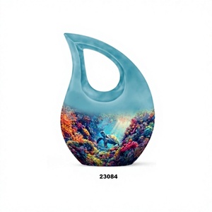 Vente chaude belle urne adulte de crémation de larme de mer bleue et de tortue pour les cendres humaines avec sac de velours gratuit - Product Image 1