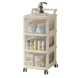 Storage Cart 5 Tier Beige With Wheels Office Organizer Desktop Storage Rack For Home Office Use - Product Image 4