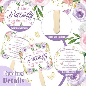 Una piccola farfalla sul tema ventole manico in legno ventaglio A mano A doppia faccia per gli ospiti festa bomboniere forniture Baby Shower bomboniere - Product Image 2