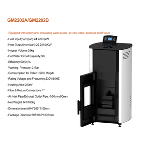Stufa <span class=keywords><strong>a</strong></span> Pellet Idro EN16510 24.7kW, 94% Alta Efficienza, Ecologica, Durevole, Moderna con Controllo Remoto WIFI per Riscaldamento Acqua - Product Image 3
